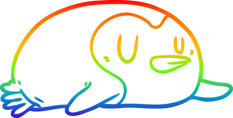 rainbow gradient line drawing Cartoon penguin