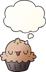 cute cartoon pie and thought bubble in smooth gradient style