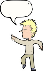 cartoon man pointing with speech bubble