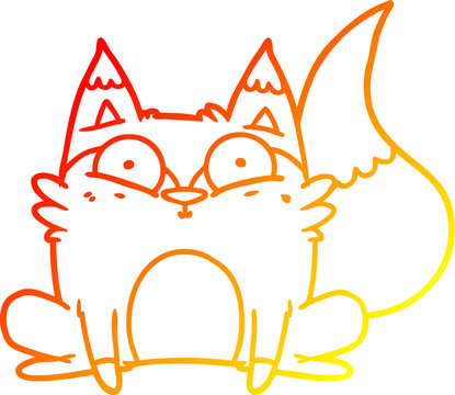 recommend clip art: warm gradient line drawing cartoon startled fox