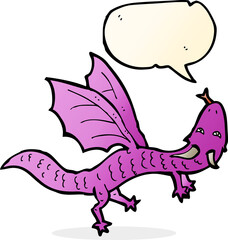 cartoon little dragon with speech bubble