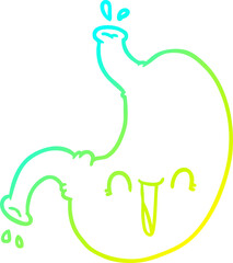 cold gradient line drawing cartoon happy stomach