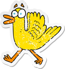 retro distressed sticker of a cartoon flapping duck
