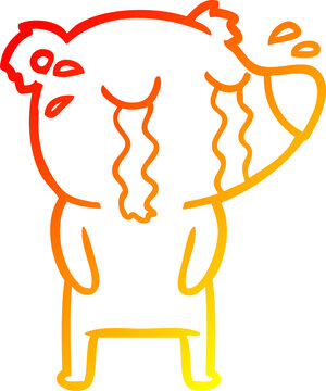 recommend clip art: warm gradient line drawing cartoon crying bear