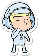 sticker of a cartoon confident astronaut