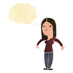 cartoon annoyed woman with thought bubble