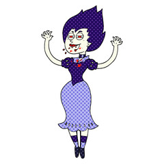 cartoon vampire girl with bloody mouth