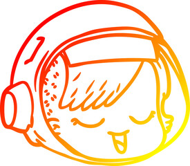 warm gradient line drawing cartoon astronaut face