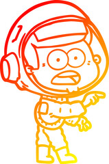 warm gradient line drawing cartoon surprised astronaut