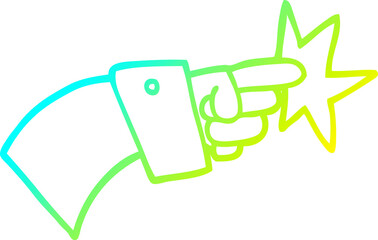 cold gradient line drawing cartoon pointing hand icon