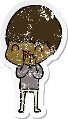distressed sticker of a happy cartoon boy
