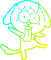 cold gradient line drawing cute cartoon dog