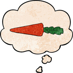 cartoon carrot and thought bubble in grunge texture pattern style