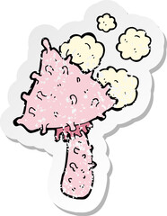retro distressed sticker of a cartoon weird mushroom