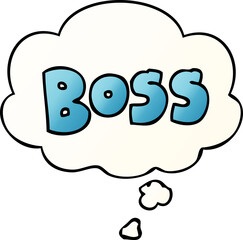 cartoon word boss and thought bubble in smooth gradient style