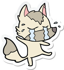 sticker of a cartoon crying wolf