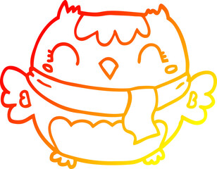 warm gradient line drawing cute cartoon owl