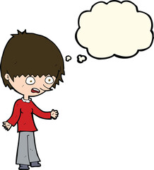 cartoon stressed out woman with thought bubble