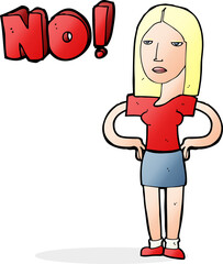 cartoon woman saying no