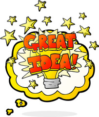 thought bubble cartoon great idea light bulb symbol