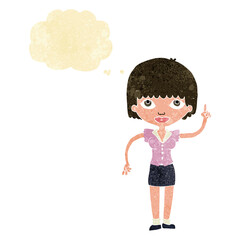 cartoon woman with idea with thought bubble