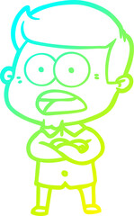 cold gradient line drawing cartoon shocked man