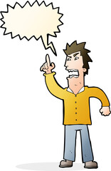 cartoon angry man making point with speech bubble