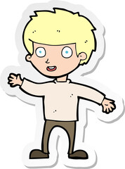 sticker of a cartoon happy boy