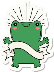 sticker of tattoo style happy frog