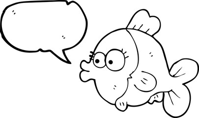 Fototapeta premium funny speech bubble cartoon fish with big pretty eyes