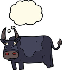cartoon bull with thought bubble
