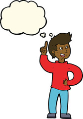cartoon man with idea with thought bubble