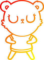 warm gradient line drawing peaceful cartoon bear