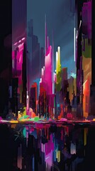 Abstract cityscape composition, generative ai