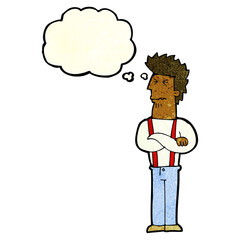 Fototapeta premium cartoon annoyed man with thought bubble