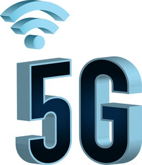 Technology digital isolated object 3D 5G text and wifi icon