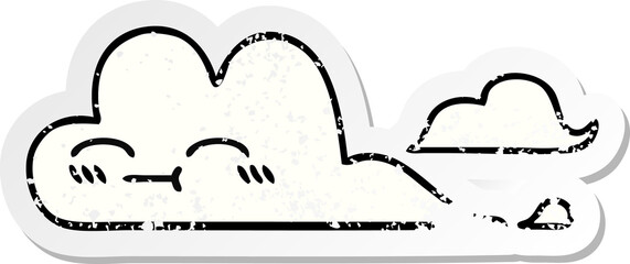 distressed sticker of a cute cartoon white cloud