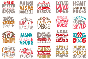 Boho Retro Style Dog Quotes T-shirt And SVG Design Bundle. Dog SVG Quotes T shirt Design Bundle, Vector EPS Editable Files, Can You Download This File.