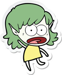 Obraz premium sticker of a cartoon shocked elf girl