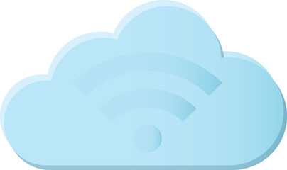 Technology digital isolated object half transparent cloud and wifi icon