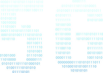 Technology digital isolated object 5G text with 0 and 1 binary pattern