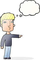 cartoon pointing man with speech bubble