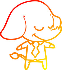 warm gradient line drawing cartoon smiling elephant manager
