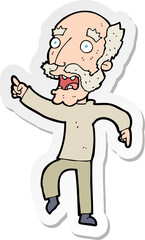 sticker of a cartoon frightened old man