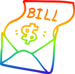 rainbow gradient line drawing cartoon debt bill