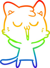 rainbow gradient line drawing cartoon cat singing