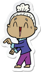 Obraz premium sticker of a cartoon happy old lady