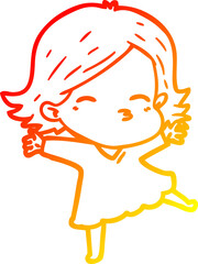 warm gradient line drawing cartoon woman