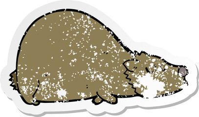 distressed sticker of a cartoon bear