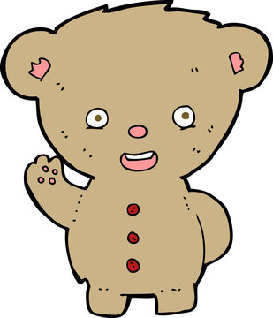 cartoon teddy bear waving